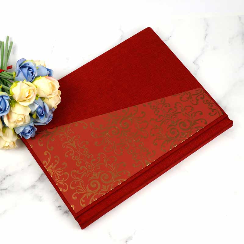 آلبوم عکس طرح اسلیمی زرشکی طلایی 25*20 سانتی متر