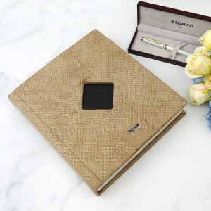 آلبوم عکس طرح هندسی لوزی مشکی خاکی 16*21 سانتی متر