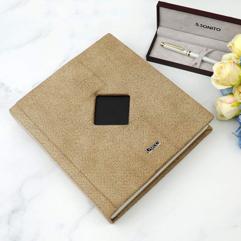 آلبوم عکس طرح هندسی لوزی مشکی خاکی 16*21 سانتی متر