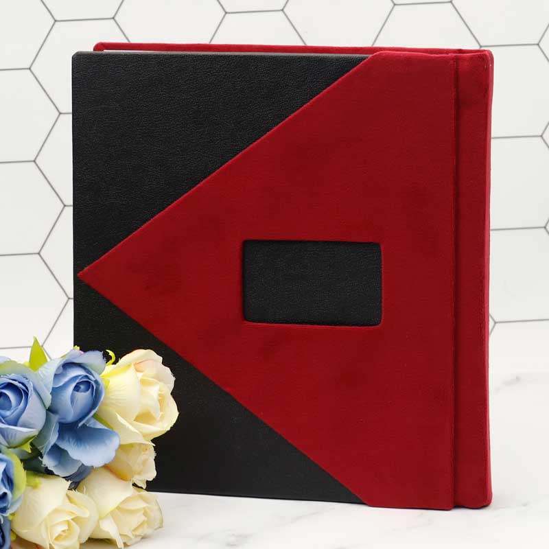 آلبوم عکس طرح هندسی مشکی زرشکی 16*21 سانتی متر