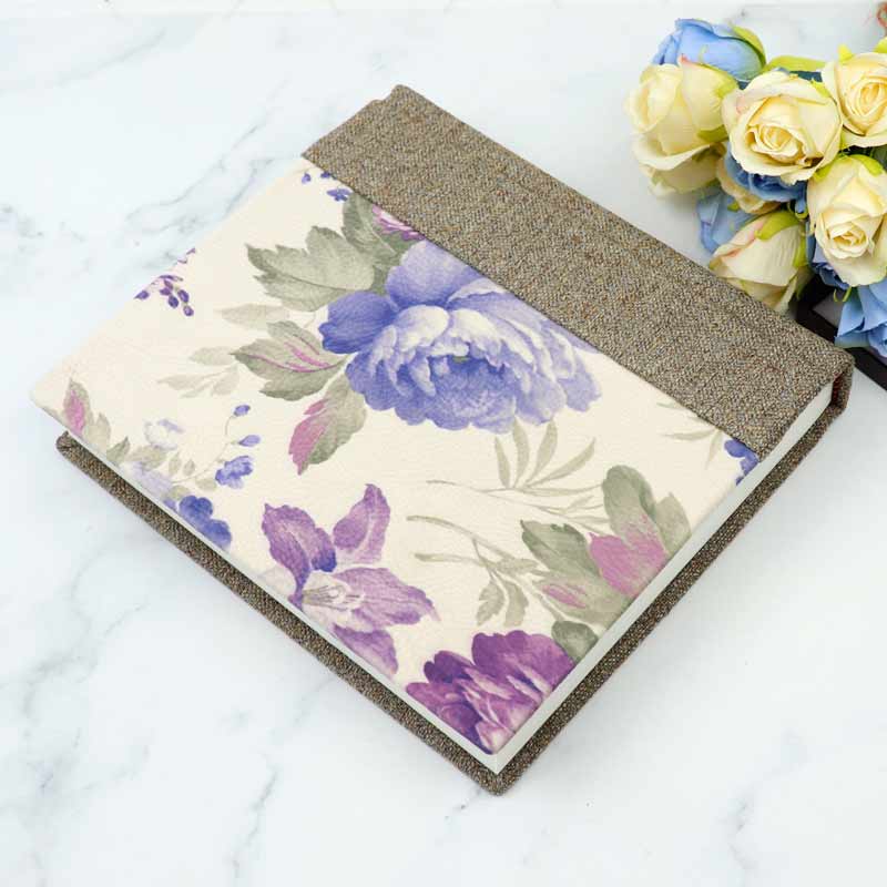 آلبوم عکس طرح گلدار طوسی کرمی 16*21 سانتی متر