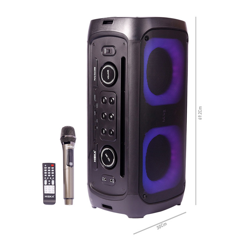 اسپیکر چمدانی بلوتوثی رم و فلش خور Hiska Party Box 1008 + میکروفون و ریموت کنترل_693301082f0ee.jpeg