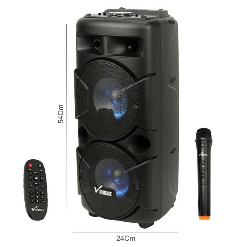 اسپیکر چمدانی بلوتوثی رم و فلش خور Vanmaax MAX-250 + میکروفون و ریموت کنترل_69332b7d59c07.jpeg