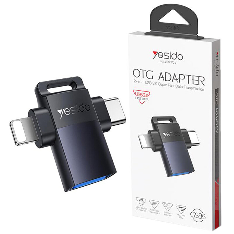 تبدیل USB3.0 OTG به تایپ سی / لایتنینگ یسیدو GS35_6943767aefe80.jpeg