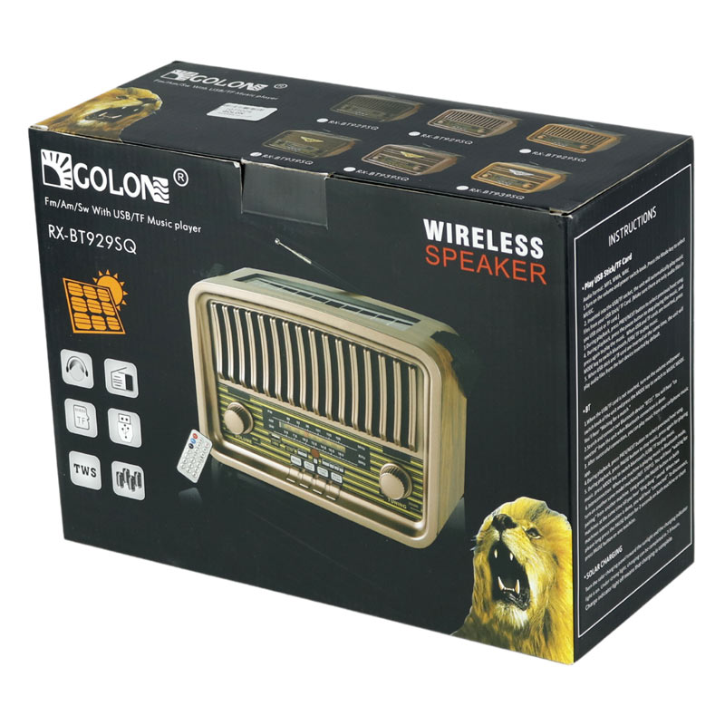 رادیو اسپیکر بلوتوثی رم و فلش خور خورشیدی Golon RX-939SQ + ریموت کنترل - Image 3