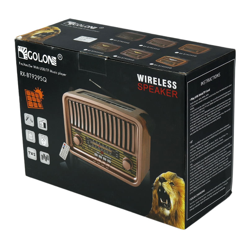 رادیو اسپیکر بلوتوثی رم و فلش خور خورشیدی Golon RX-929SQ + ریموت کنترل - Image 3