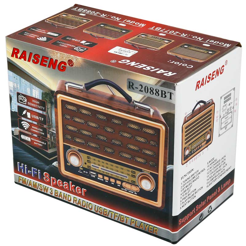 رادیو اسپیکر بلوتوثی رم و فلش خور Raiseng R-2077BT - Image 3