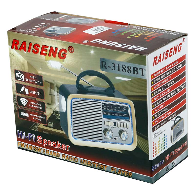 رادیو اسپیکر بلوتوثی رم و فلش خور Raiseng R-3199BT - Image 3