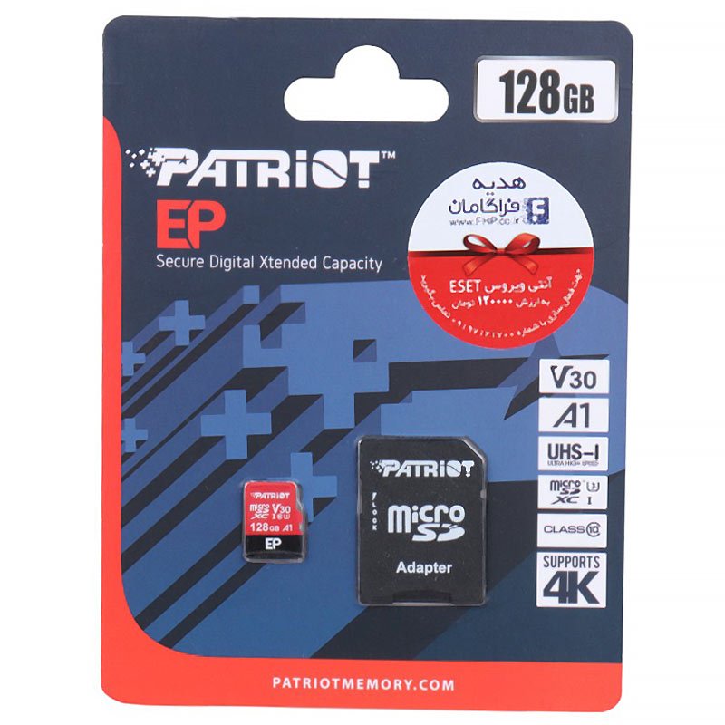 رم میکرو 128 گیگ پاتریوت Patriot EP A1 V30 U3 C10 90MB/s + خشاب_694464b86d73f.jpeg
