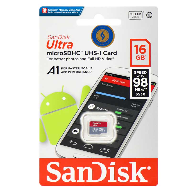 رم میکرو 16 گیگ سن دیسک SanDisk Ultra U1 A1 98MB/s بدون خشاب_6944a1f70b229.jpeg