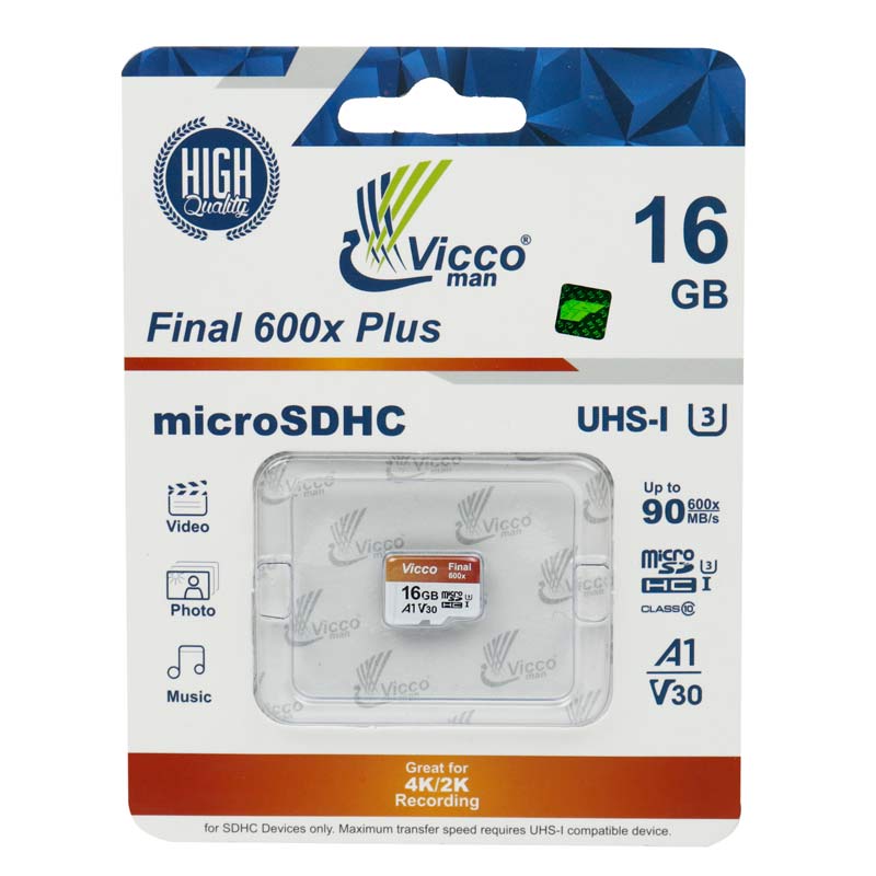 رم میکرو 16 گیگ ویکومن ViccoMan Final 600x Plus U3 A1 V30 C10 90MB/s_69448c12c4ae6.jpeg