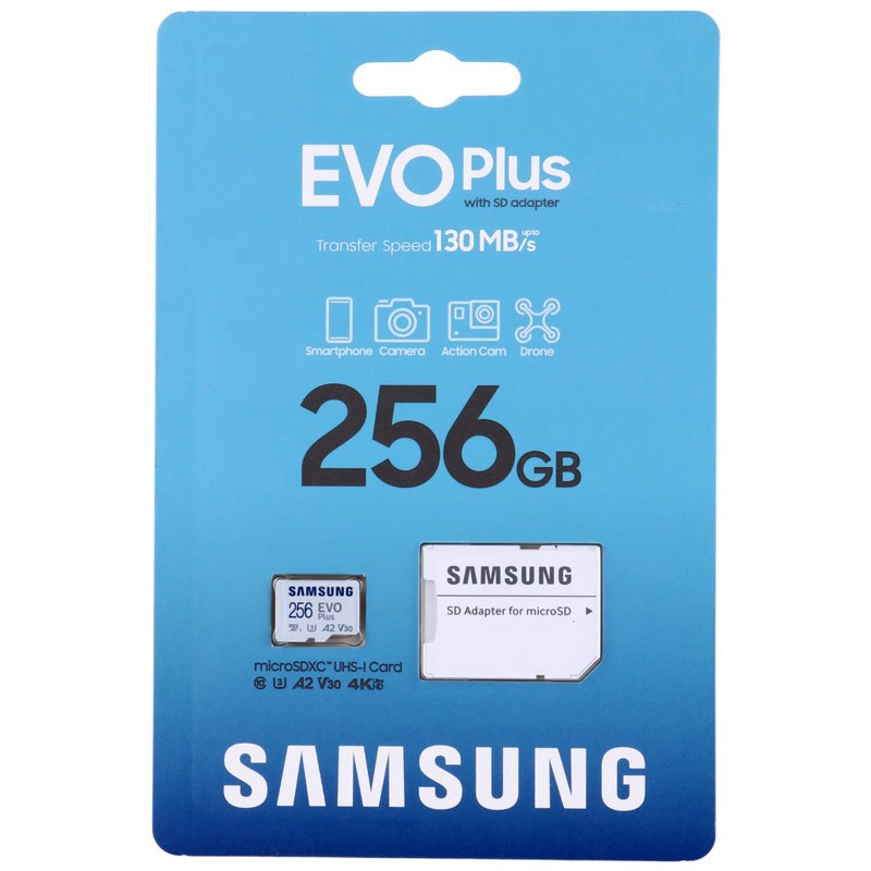 رم میکرو 256 گیگ سامسونگ Samsung Evo Plus V30 U3 A2 C10 130MB/s + خشاب_69447200cf858.jpeg