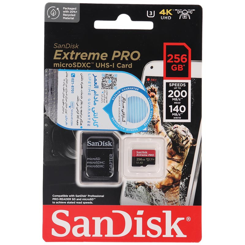 رم میکرو 256 گیگ سن دیسک SanDisk Extreme Pro A2 V30 U3 200MB/s + خشاب_69447329236c4.jpeg