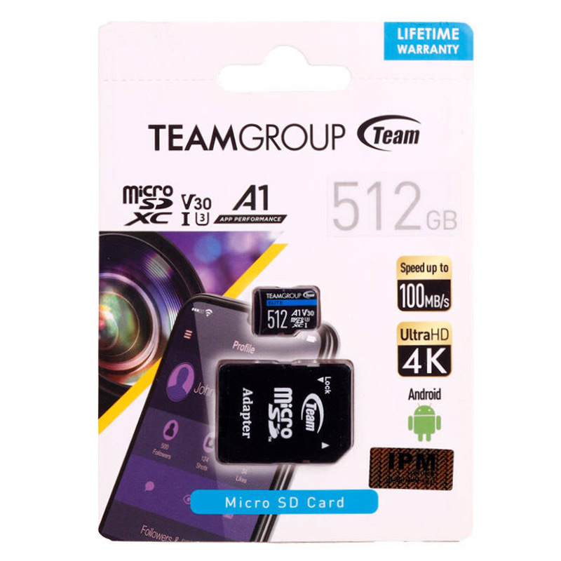 رم میکرو 512 گیگ تیم گروپ TeamGroup Elite A1 V30 U3 C10 100MB/s + خشاب_69447b430e6f9.jpeg