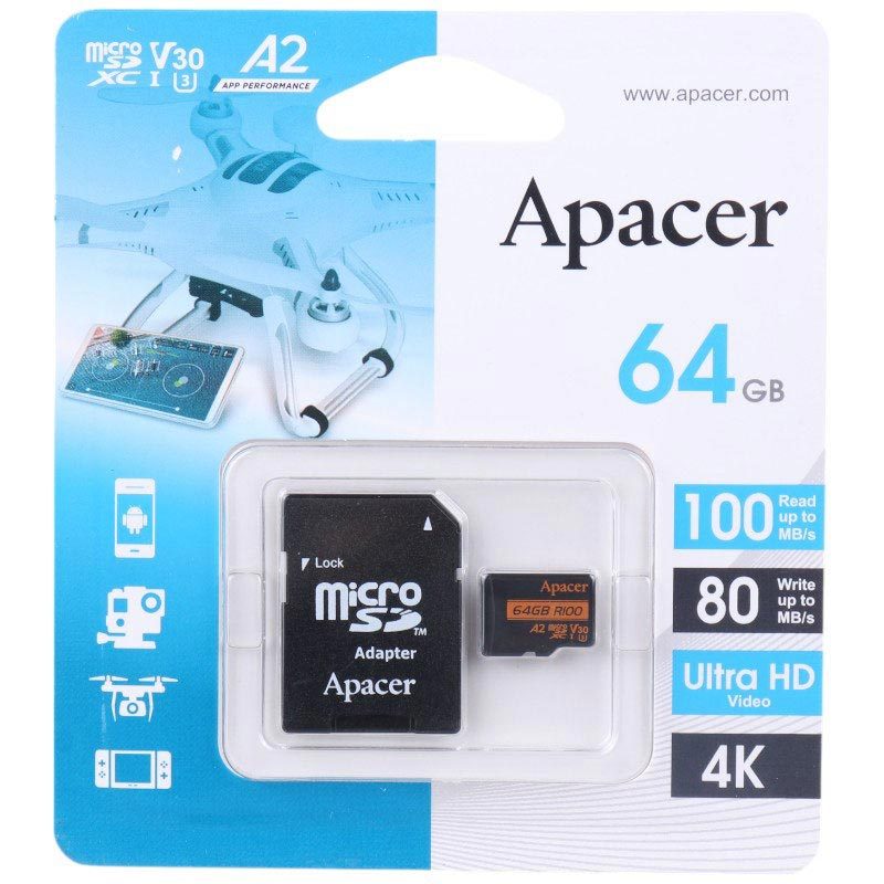 رم میکرو 64 گیگ اپیسر Apacer Rioo A2 V30 U3 C10 100MB/s + خشاب_694464656b288.jpeg