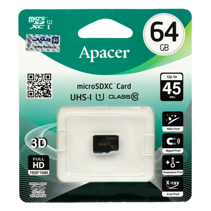 رم میکرو 64 گیگ اپیسر Apacer U1 C10 45MB/s_69448c21bec18.jpeg