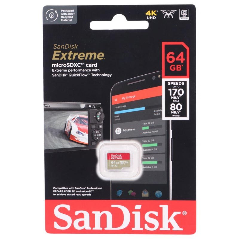 رم میکرو 64 گیگ سن دیسک SanDisk Extreme A2 V30 U3 170MB/s_69446f362297c.jpeg