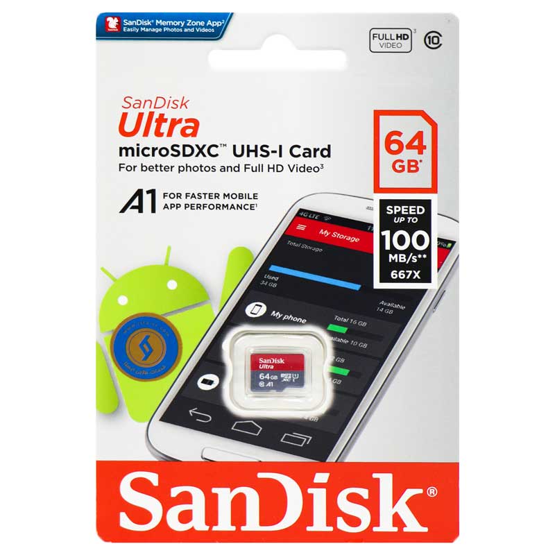 رم میکرو 64 گیگ سن دیسک SanDisk Ultra U1 A1 100MB/s بدون خشاب_6944a1e984df3.jpeg