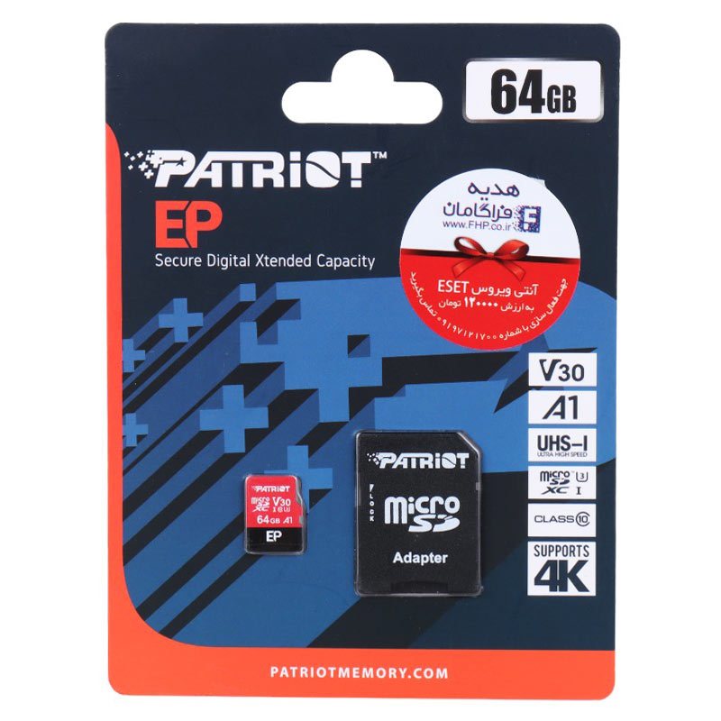 رم میکرو 64 گیگ پاتریوت Patriot EP A1 V30 U3 C10 90MB/s + خشاب_694464a79dd2b.jpeg