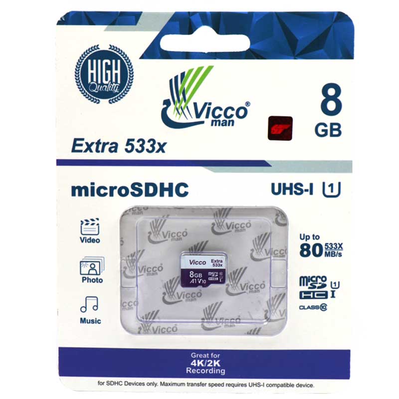 رم میکرو 8 گیگ ویکومن Vicco Extra 533x U1 C10 80MB/s_692f2aa148de8.jpeg
