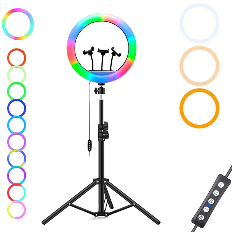 رینگ لایت پایه دار 13 اینچ RGB LED CXB-RGB350