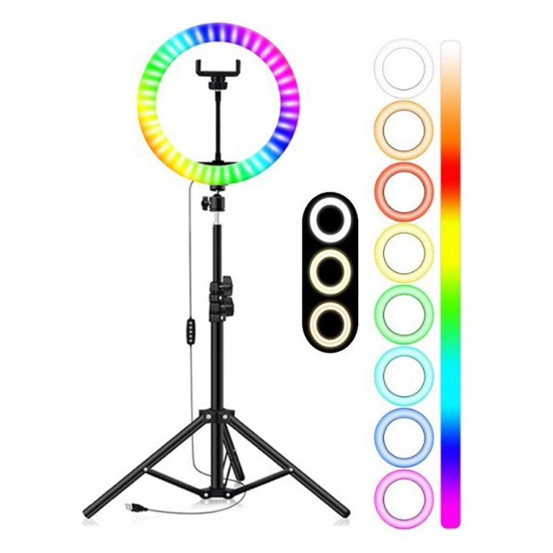 رینگ لایت پایه دار 14 اینچ MJ36 RGB