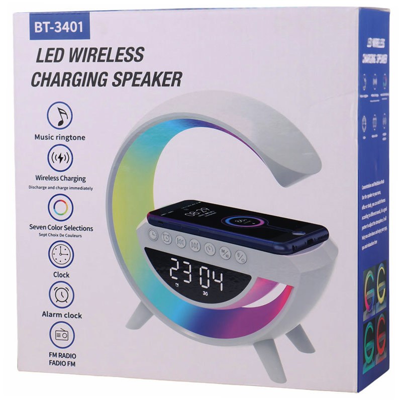 شارژر بی سیم و چراغ رومیزی اسپیکر دار BT-3401 15W - Image 3