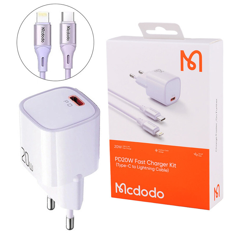 شارژر دیواری 20 وات مک دودو CH-404 PD 3A + کابل تبدیل آیفونی_694294b8a3724.jpeg
