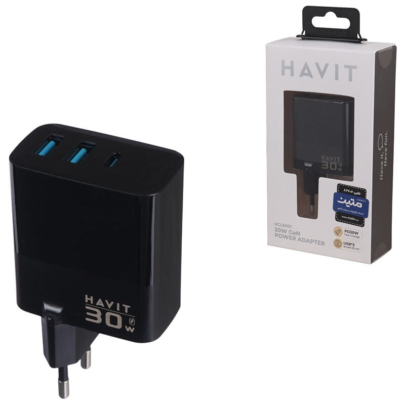 شارژر دیواری 30 وات هویت UCLE001 GaN PD 3A_694075450e855.jpeg