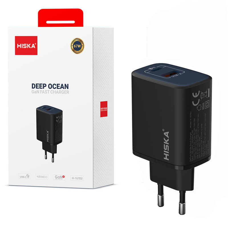 شارژر دیواری 67 وات هیسکا H-167EU GAN PD QC3.0 3.35A_69437de35ebdc.jpeg