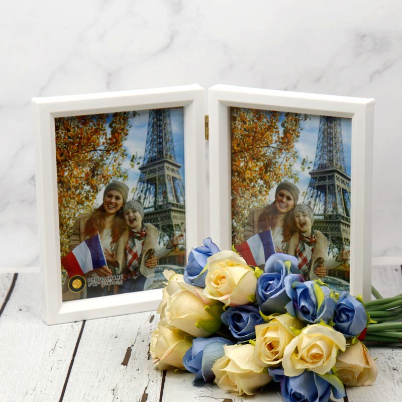 قاب عکس شیب دار دو قلو سفید 13*18 سانتی متر