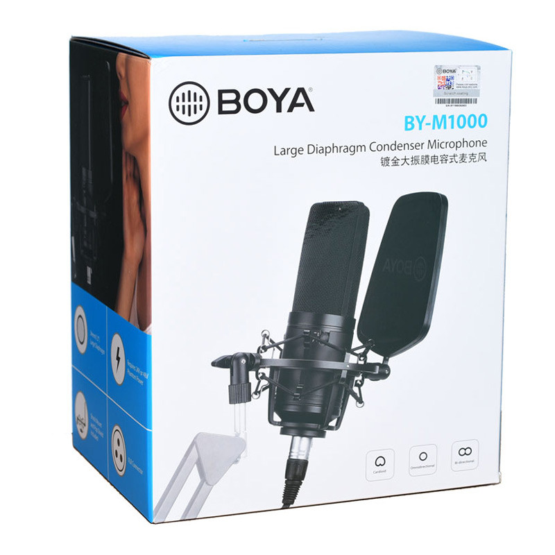 میکروفون کندانسور Boya BY-M1000 + پاپ فیلتر - Image 3