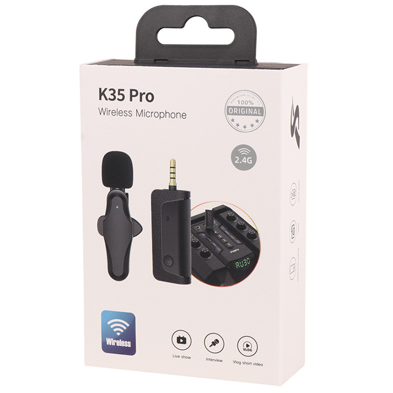 میکروفون یقه ای بی سیم دوتایی K35 Pro 3.5mm - Image 3