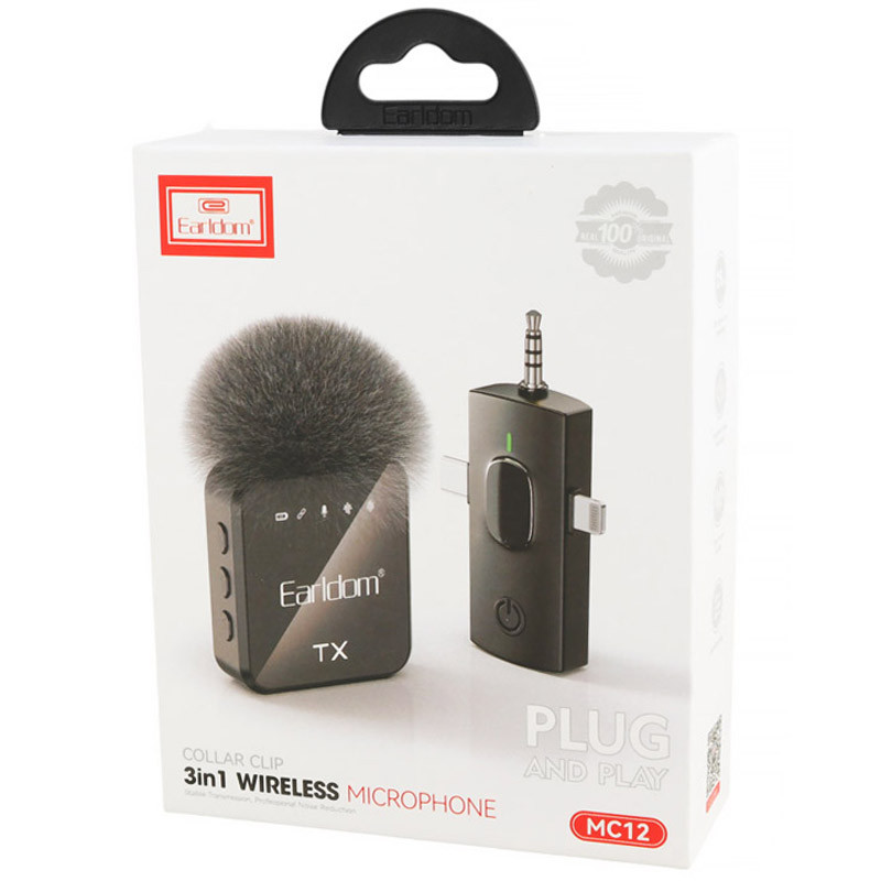 میکروفون یقه ای بی سیم Earldom ET-MC12 Type-C/Lightning/3.5mm - Image 3