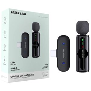 میکروفون یقه ای بی سیم Green Lion GM-75X Type-C_692f646377898.jpeg میکروفون یقه ای بی سیم Green Lion GM-75X Type-C
