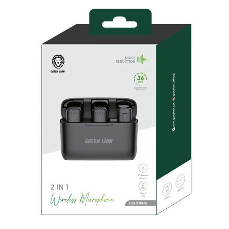 میکروفون یقه ای بی سیم Green Lion GN2WMICLGBK Lightning - Image 3