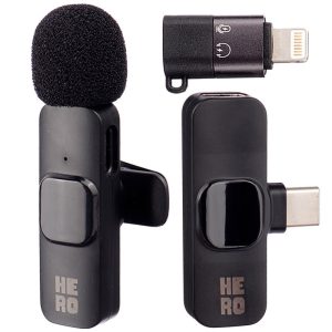 میکروفون یقه ای بی سیم Hero + تبدیل Type-C to Lightning_6932e3f58e7e5.jpeg میکروفون یقه ای بی سیم Hero + تبدیل Type-C to Lightning