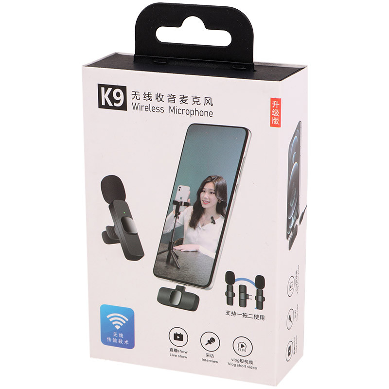 میکروفون یقه ای بی سیم K9 Dual + تبدیل Type-C to Lightning - Image 3