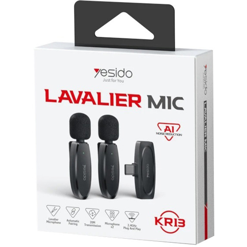 میکروفون یقه ای بی سیم Yesido KR13 Type-C - Image 3