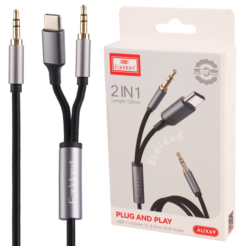 کابل تبدیل AUX به Type-C/AUX ارلدام ET-AUX69 طول 1.2 متر_692ed788bb70f.jpeg