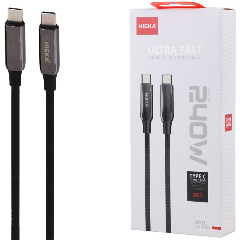 کابل دو سر تایپ سی فست شارژ 240 وات هیسکا LX-16CC طول 1.8 متر_6942b155f1a44.jpeg